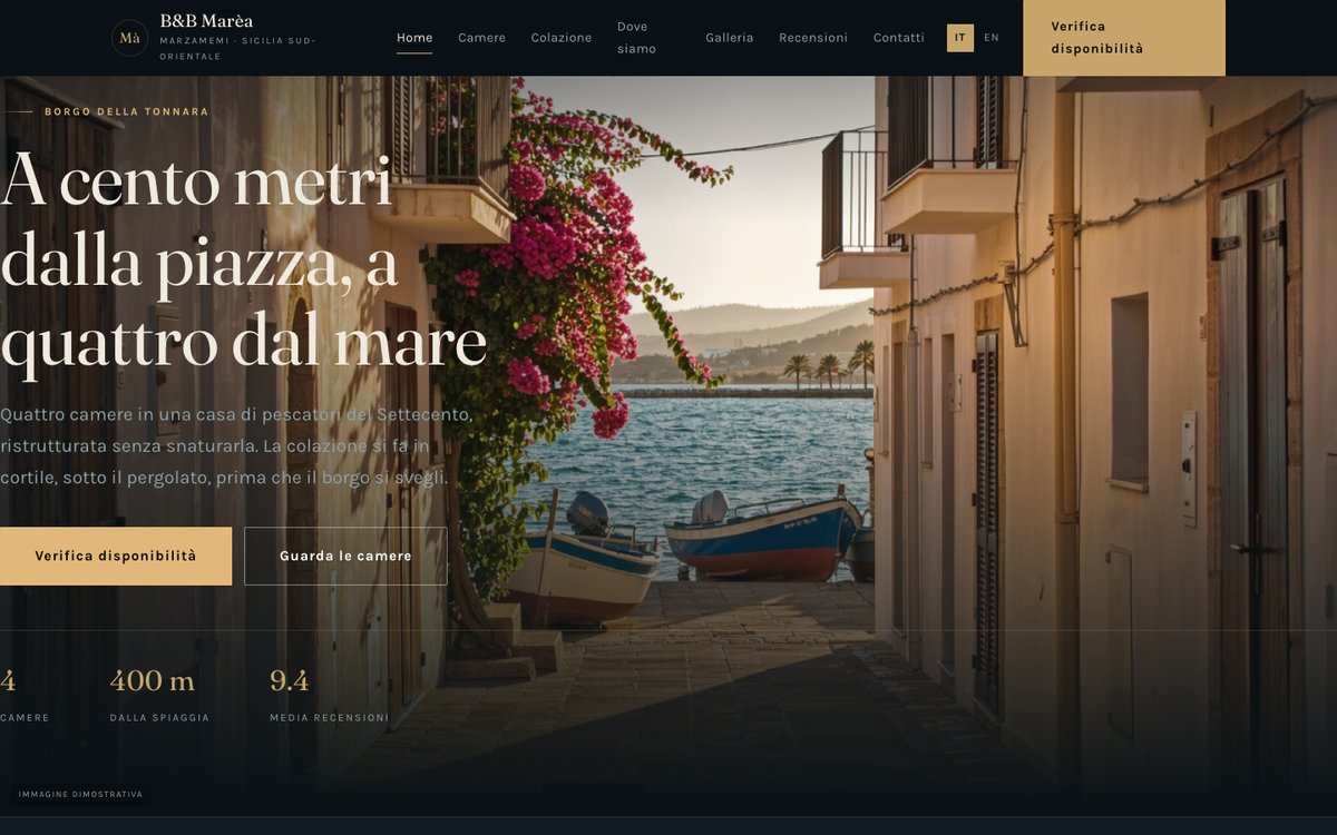 B&B Marèa, il sito di esempio per il mare